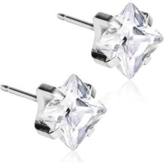 Blomdahl Silver Titanium Tiffany Edge CZ White 7 mm