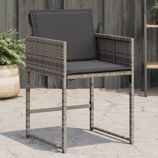 havestole med hynder 4 stk. polyrattan grå