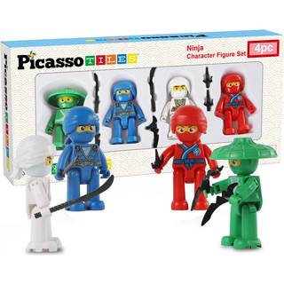 Picasso Toys Magnetic Figures 4 Stykke Ninja Karakter Action Building Block Fliser Toddler Toy Set Magnet Expansion Pack 3 og Up Educational Stem