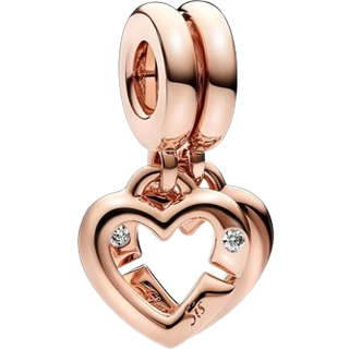 Pandora Sister Hearts Split Dangle Charm - Rose Gold