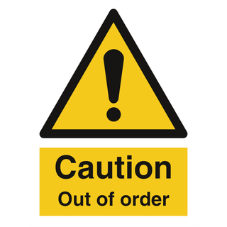 Caution out of order - Selvklæbende vinyl - 200 x 150 mm