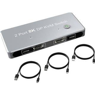 NÖRDIC KVM-switch 2xPC til 1xDP 8K 60Hz 3xUSB-A 2.0