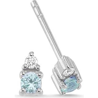 Petit - Blå topas øreringe i 14 kt. hvidguld med brillant på i alt 0,05 ct.