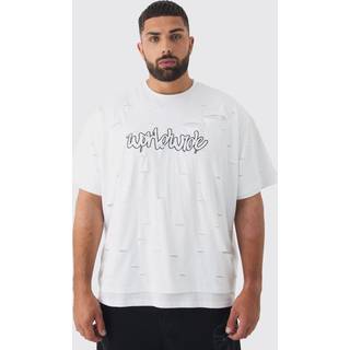 Mens White Plus Oversized Double Layer Worldwide T-shirt