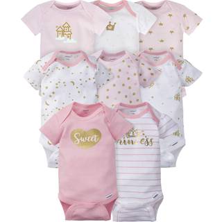 Gerber Baby Girl's 8-Pack Short Sleeveve Onesies Bodysuits Castle 3-6 måneder