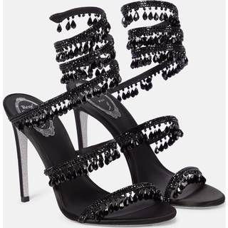 Rene Caovilla Chandelier embellished satin sandals - black - EU 34