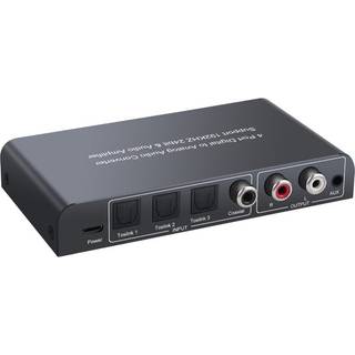 NÖRDIC Digital til analog audio konverter 3x optisk SPDIF og 1x Coaxial Toslink til analog L / R med fjernbetjening DAC D / A-konverter konverter