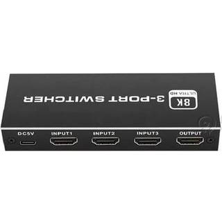 NÖRDIC HDMI 2.1 switch 3 til 1 8K60Hz 4K120Hz 48Gbps HDR