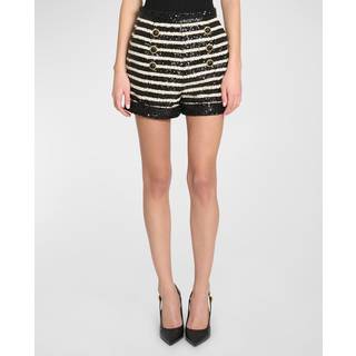 Balmain Sequined striped shorts - black - XS