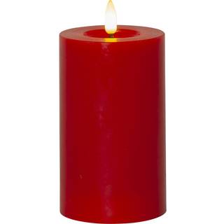 LED BLOKLYS MED FLAMME RØD / 15 CM / TIMER