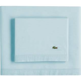 Lacoste 100% bomulls perkalig fast arkuppsättning andningsbar kylning och hotellkvalitetsark-Deep Pocket Easy-Fit Oeko-Tex Certified Pale Aqua Ca