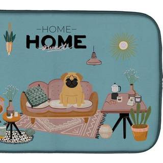 """" Caroline's Treasures CK7852DDM Brown Pug Sweet Home Dish-Drying-Mats 14 X 21 Multicolor """"