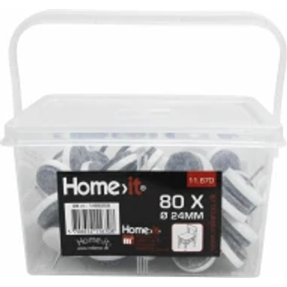 Filtpuder med søm Ø24 mm grå - 80 stk.