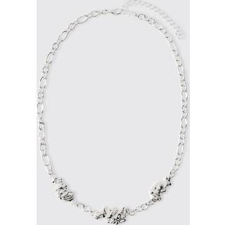 Mens Melted Chain Detail Necklace In Silver