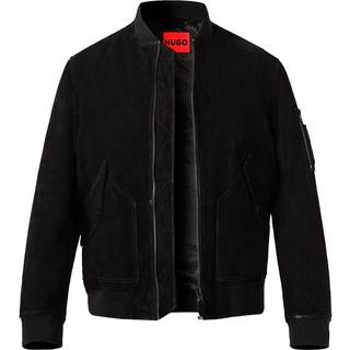 HUGO Herren Lederjacke schwarz unifarben