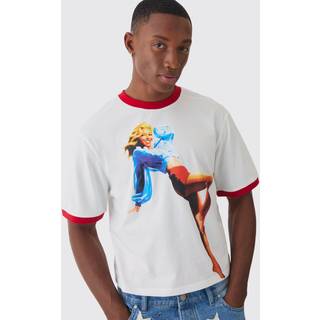 Mens Ecru Boxy Fit Baby Printed T-shirt