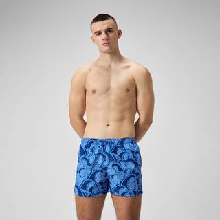 Men's Digital Printed Leisure 14" Swim Shorts Blue