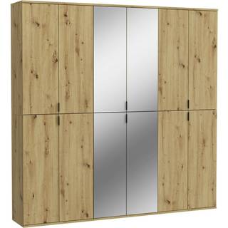 ProjektX klædeskab 4+4+4 dørs 12 låger eg dekor, spejl.