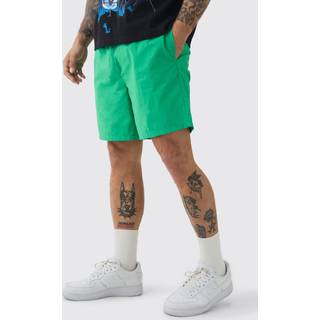 Mens Green Elasticated Waist Relaxed Contrast Drawcord Shell Short Shorts