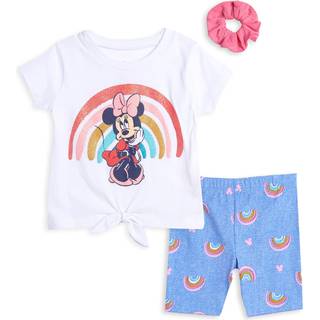Disney Minnie Mouse Infant Baby Girls 3-delt t?js?t: T-shirt shorts Scrunchy hvid/bl? 18 m?neder