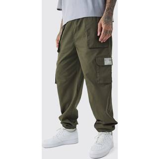 Mens Tall Cuffed Hem Woven Tab Cargo Trousers In Khaki