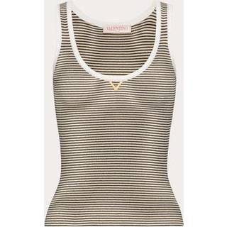Valentino VGold striped cotton-blend tank top - blue - M