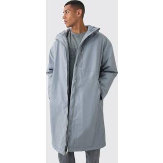 Mens Oversized Padded Tech Longline Mac In Grey