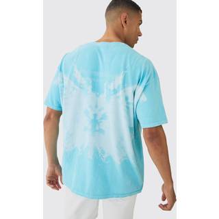 Mens Blue Oversized Extended Neck Over The Seams Butterfly T-shirt