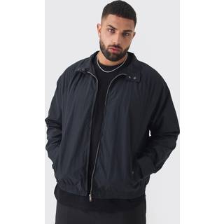 Mens Black Plus Zip Up Lightweight Funnel Neck Jacket
