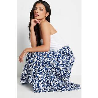 PixieGirl Petite PixieGirl Petite Blue Floral Print Tiered Maxi Skirt