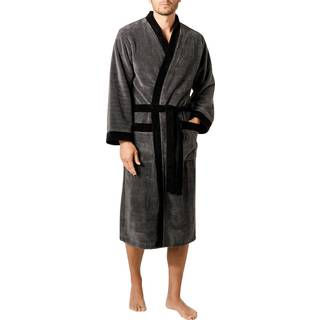 Morgenstern Herren Bademantel grau Baumwolle & Mix unifarben