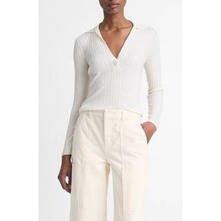 Vince Ribbed-knit wool and silk-blend top - white - M