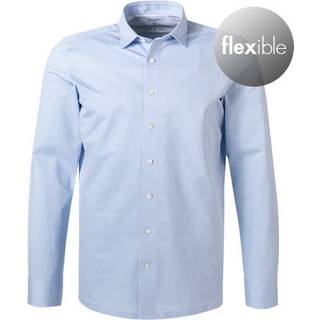 OLYMP Herren Hemd blau gemustert