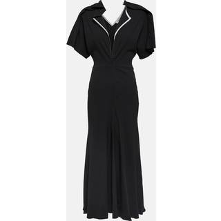 Victoria Beckham Asymmetric wool-blend crÃªpe maxi dress - black - L