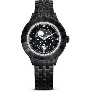 Octea moon Uhr, Schweizer Produktion, Mond, Metallarmband, Schwarz, Schwarzes Finish