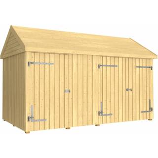 PLUS Classic Multi havehus i 2 moduler med enkelt og dobbeltdør, natur/nåletræ - 10 m²