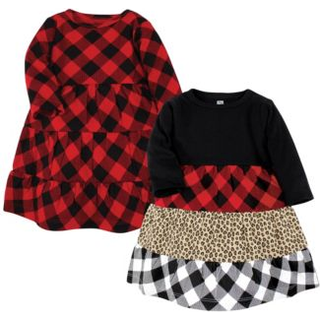 Hudson baby spædbarn og småbørn pige bomuld kjoler buffalo plaid leopard 7 år