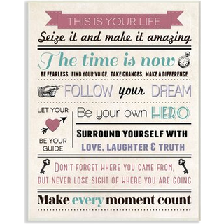 Stupell hjem d? Cor dette er dit liv infographic stil inspirerende kunst v?g plaque 10 x 0,5 x 15 stolt fremstillet i USA