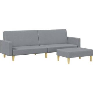 2-personers sovesofa med fodskammel stof lysegrå