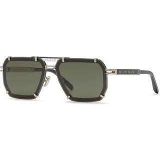Philipp Plein Mand SPP131 PLEIN LEGACY 583X Solbriller Metal Palladium Grå Geometrisk Antiblænding