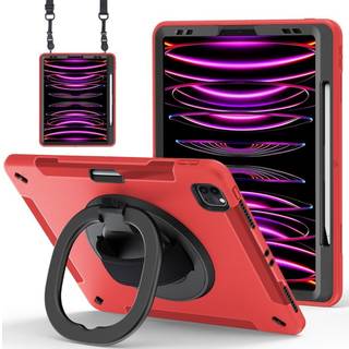 EIDERWOOD iPad Air 13" (2025 / 2024) / Pro 12.9" (2022 / 2021 / 2020 / 2018) Håndværker Cover m. Beskyttelsesfilm & Skulderstrop - Rød