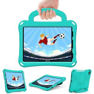 EIDERWOOD iPad Air 10.9" (2022 / 2020) / Pro 11" (2024-2018) Børne Cover - Fodbold - Kickstand & Håndtag - Mintgrøn