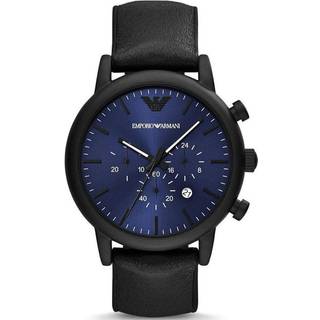 Emporio Armani chronograf sort læder herreur