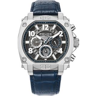 Police Norwood Blue Leather Strap Watch - W44142