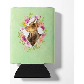 """" Caroline's Treasures CK4298cc Doberman Pinscher Green Flowers kan eller flaske Hugger Kold-bjælke-Koozies 12 oz multicolor """"