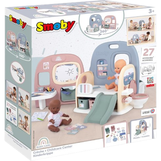 Smoby Baby Care Dukkevuggestue med kravlegård, seng og rutsjebane