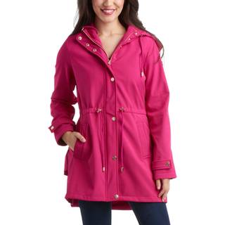 Jessica Simpson Women's Jacket - Vandbestandig Softshell Raincoat Ruffle Back - Long Hooded Rain Jacket For Women S -XL St?rrelse Lille Fuchsia