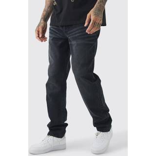 Mens Washed Black Tall Relaxed Rigid Jeans