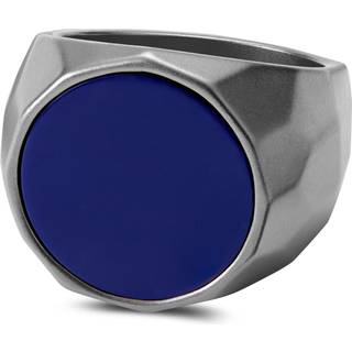 Jax Signetring i Stål m. Blå Sten