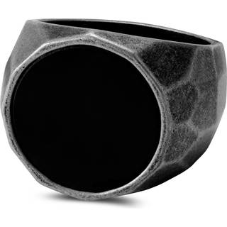 Jax Grå Signetring i Stål m. Sort Sten